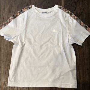 Burberry Cream T-Shirt with Checkered Detail